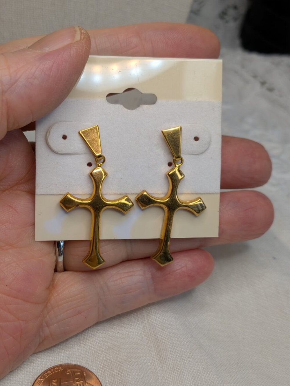 Best Gold Tone Cross Dangle Earrings – 1.5" Post Back